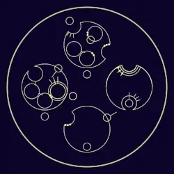 The words 'Our first Carcosan campaign' rendered in the circular script of Gallifrey.